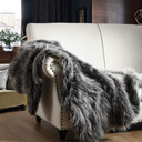 Luxury Faux Fur Throw Blanket, Grey and Black High Pile Mixed Throw Blanket, Super Warm, Fuzzy, Elegant, Fluffy Decoration Blanket Scarf for Sofa, Couch and Bed, 60''x 80''