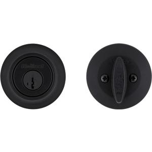 Kwikset 660 Deadbolt Deadbolt Lock, Matte Black Round Exterior Keyed Front Entry Door, Pick Resistant SmartKey Rekey Security, Single Cylinder Dead Bolt