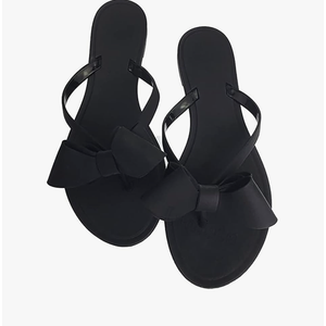 Mtzyoa Women Flip-Flops Flat Sandals Jelly Bow Beach Flat Rivets Rain Cute Dressy Summer Sandals, Size 9