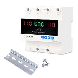 63A 2P Dual Power Automatic Transfer Switch 110V Adjustable Emergency Generator Transfer Switch with LED Display 50HZ/60HZ ATS for Generator and Backup Power (small-scale)