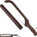 Bread Knife with Wooden Tray, 16.5" Serrated Sourdough Bread Knife, Premium Bow Bread Slicer for Homemade Bread, Bagels & Loaf, Stainless Steel Cutter (Black Walnut, Wide-Spacing)