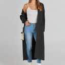 Caracilia Womens Long Cardigan Sweaters 2025 Fall Open Front Coat Long Sleeve Cable Knit Maxi Outerwear Trendy Jacket Clothes (Black, L)