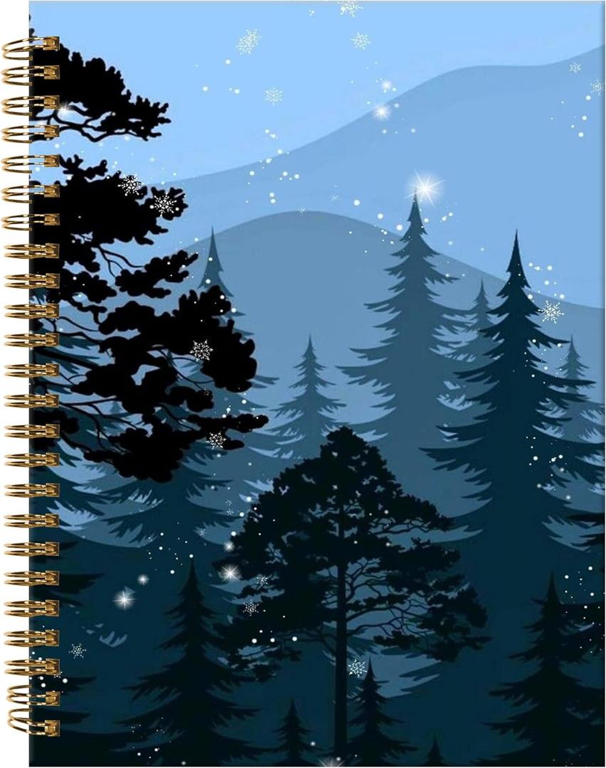 Spiral Journal Notebook,A5 Hardcover Lined Journals for Women Girl 6 x 8.3 in,120 Pages Thick Paper,Cute College Ruled Writing Notebook for Gifts Office Work School(Tree Mountain)