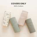 Konssy Muslin Baby Lounger Cover 2 Pack, 100% Cotton Newborn Lounger Cover, Soft and Breathable Lounger Cover for Boys Girls, Covers Only (Fog Green,Cream)