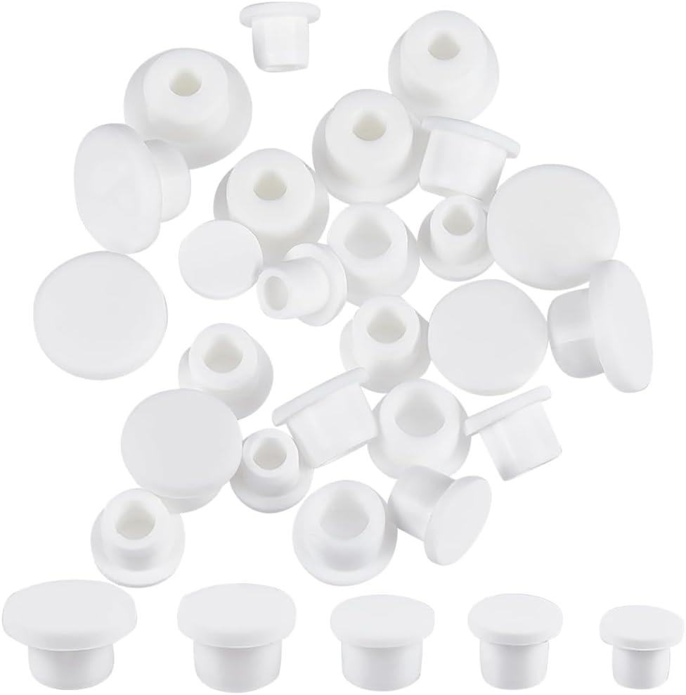 GORGECRAFT 30Pcs 5 Sizes Silicone Hole Plug Waterproof Replacement Rubber Tube Plug White Bottle Stopper 9.5-15mm Inner Diameter Soft Flexible Reusable End Covers for Bottles Pipes Flower Pots