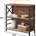 MNEETRUNG Book Shelf, Small 3-Tier Industrial Bookshelf with Strong Metal Frame & Backboard, 29.5" Short Bookcase for Small Spaces, Living Room, Bedroom and Home Office, Brown