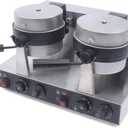 Hamburger Maker, 110V 2400W Round Double-head Commercial Burger Maker, Adjustable Heat and Time Stainless Steel Burger Machine, Non-stick Electric Maker for Restaurant Bakeries Snack Bar