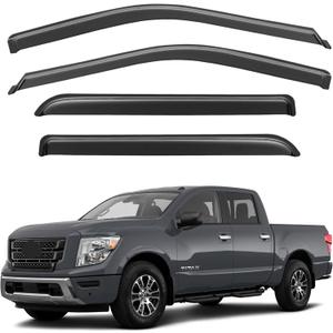 IG Window Visor for 2017-2023 Nissan Titan Crew Cab & 2016-2023 Titan XD Crew Cab, Rain Guard Tape-On Extra Durable Side Vent Window Deflector, 2018 2019 2020 2021 2022 (Crew Cab Only)