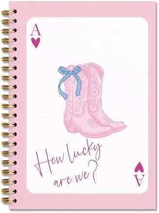 GTYNU Preppy Pink Western Notebook, Cowgirl Gifts, Coquette Blue Bow Cowgirl Boots Journal, Western Gifts for Women, Preppy Coquette Office Supplies, 5.5x8.3 Inch
