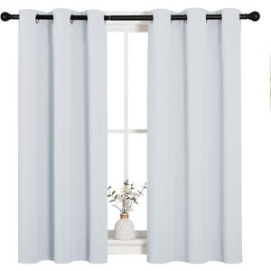 NICETOWN Room Darkening Draperies Curtains Panels, Window Treatment Thermal Insulated Grommet Room Darkening Curtains/Drapes for Bedroom (Greyish White, 2 Panels, 34 by 45)