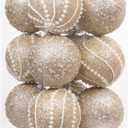3.15" 12pcs Christmas Ball Ornaments Sequin Shatterproof Christmas Tree Ornaments DecorativeHanging Pearl Balls for Xmas Trees,Holiday Party(Champagne)