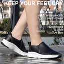 ZOVE Wide Toe Box Shoes Women Wide Width Waterproof Leather Hands Free Nursing Sneakers Ultra Light Extra Wide Walking Sneakers Non-Slip Chef Diabetes Nurse Work Shoes 8816,  Black 41