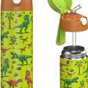 Jarlson Kids Water Bottle CHARLI [18OZ] - Stainless Steel Thermo Bottle with Straw - Insulated, Spill Proof Waterbottle for School & Sports - Thermo Tumbler for Boys & Girls (Dinosaur)