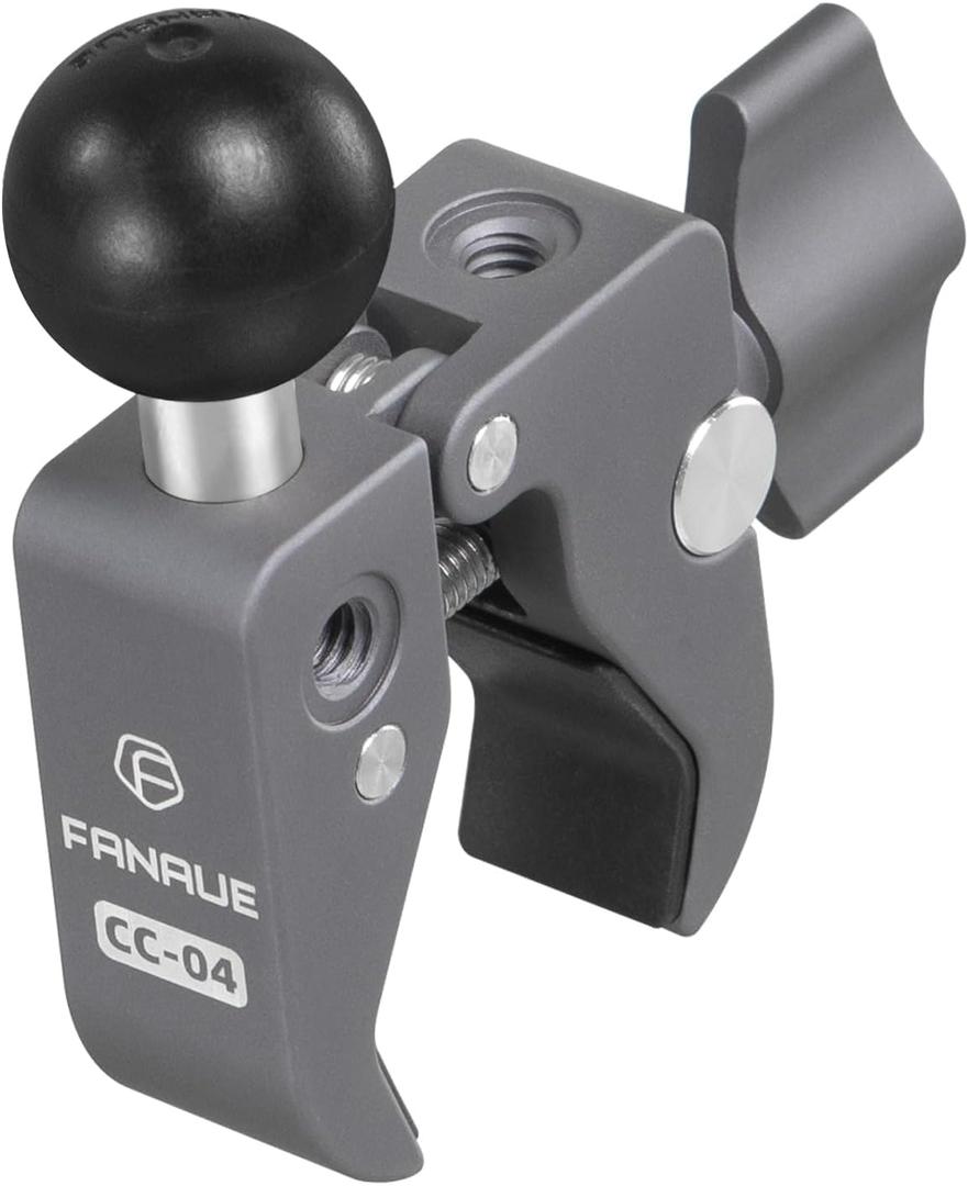 FANAUE Handlebar Base Mount Strong Rod Clamp with 1'' Ball for Rails 0.5" to 2.0" in Diameter, Compatible with RAM Mounts B Size Double Socket Arm & Bike Motorcycle Phone Mount Holder