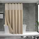 N&Y HOME Waffle Weave Shower Curtain with Snap-in Fabric Liner Set, 12 Hooks Included - Hotel Style, Water-Repellent & Washable, Mesh Top Window - 71x72, Linen