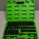 SWANLAKE 3/8'' Drive Impact Socket Set, 50-Piece Standard SAE (5/16 to 3/4 inch) and Metric (8-22mm) Size, 6 Point, Cr-V, 3/8-Inch Ratchet Handle, Extension Bar, Universal Joint