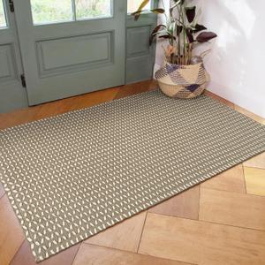OJIA Washable Rugs 3x5 Front Door Mats Entryway Rugs Indoor Outdoor Rug Cotton Hand-Woven Tan Kitchen Rug Farmhouse Throw Carpet Door Mats for Bedroom Bathroom Porch Entrance