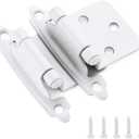 Ravinte 60 Pack (30 Pairs) 1/2" Overlay Cabinet Hinges, Self-Closing Semi-Concealed Face Mount, White Decorative Hardware with Door Bumpers for Kitchen & Cupboard Doors