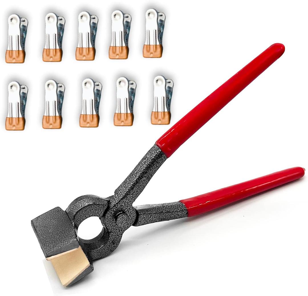 Leather Flat Wallet Pliers and 10 Hefty Leather Clip Clamps