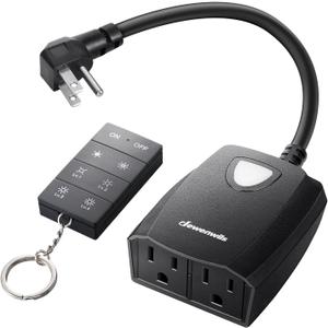 DEWENWILS Outdoor Dimmer for String Lights, 125V, 100FT Remote Control Range, Waterproof Plug- in Dimmer for Dimmable LED/Tungsten Bulbs
