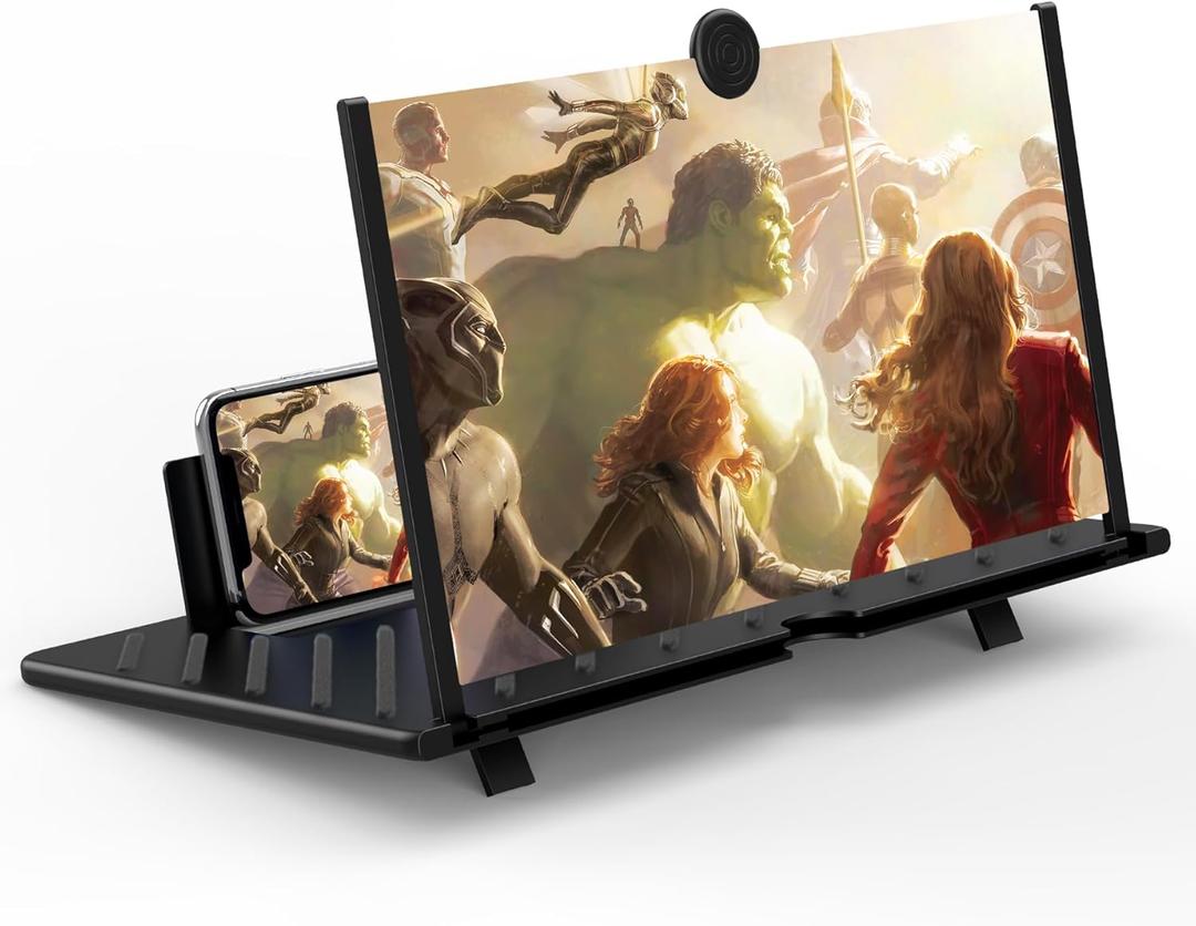 20 inch Screen Magnifier for Smartphone,3D HD Screen Expanders for Movies, Videos, and Gaming, Screen Magnifier with Adjustable Angle Design Amplifier Desktop Magnifying for Seniors Reading(Black)