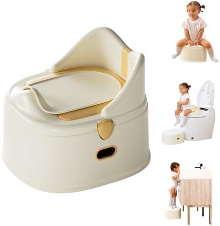 RGKQSY 3 in 1 Toddler Potty Training Toilet Seat with Steps Ladder, Foldable Potty Train Chair Adapter for Toddlers Kids Boys Girls, Yellow