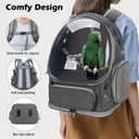 Bird Backpack Carrier Travel Cage with Perch, Tray and Breathable Clear Window, Bird Travel Cage for Cockatiel Caique Conure Quaker, for Vetting Camping Hiking (Grey)