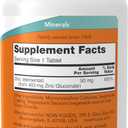 NOW Foods Supplements, Zinc (Zinc Gluconate) 50 mg, Supports Enzyme Functions*, Immune Support*, 250 Tablets (EXP 01/01/31)