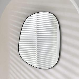 Asymmetrical Wall Mirror for Decor 23"*30", Modern Black Framed Wall Mirror for Living Room Bathroom Bedroom Entryway ELE-STOU-0064B