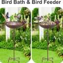 Metal Bird Bath for Outside,Hand-Painted Outdoor Birds Baths Water Bowl with Stake for Garden Patio Yard Lawn Decor, 27.6" H Bird Feeder with 5 Prongs Base,Vintage Freestanding Birdbaths & Birdfeeder
