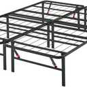 Amazon Basics Bed Frame with Storage, Foldable Metal Platform, Sturdy Steel, No Box Spring Needed, 14 inches High, Tool-Free Setup, King Size, Black