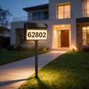 TECKNET Solar Address Sign, Waterproof Solar Powered House Numbers, 3-Color LED Illuminated Address Plaques with Stake, Wall Mounted/In Ground Lighted Address Number for Outside Home, Yard, Garden