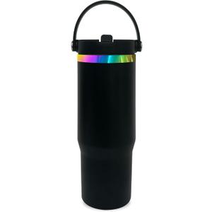 Metalya 30 oz Tumbler with Handle and Straw, Vacuum Insulated Tumblers with Flip Straw and Top Handle, Leakproof Powder Coated Tumbler, Stainless Steel Travel Mug for Coffee Water (Black)