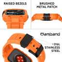 amBand Bands Compatible with Apple Watch 9/8/7 45mm, M1 Sport Series Rugged Case with TPU Strap Military Protective Tough Cover Bumper for iWatch SE3/SE2/SE/6/5/4 44mm Men Orange