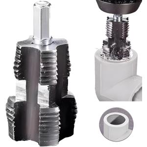 2 x Electric Drill Compatible PVC Pipe Threader Kit with Various Die Sizes, PVC Thread Maker Tool for Electric Drill, 1/2" 3/4" Tool, Plastic Pipe Threader Kit, Rethreading Tool for Water Pipes (Internal)