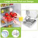 YINGRACE 10 Pack Fridge Organizer Bins, Stackable Refrigerator Organizers and Storage, With a Pull-out Large Drawer, BPA-Free Clear Containers For Fruit, Vegetable, Drinks