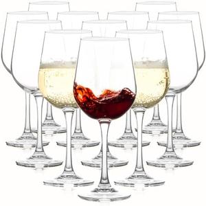 HAKEEMI Fully Tempered Wine Glasses set of 12, 12 oz Durable Red Wine Glasses for Wedding, Party, Dishwasher Safe