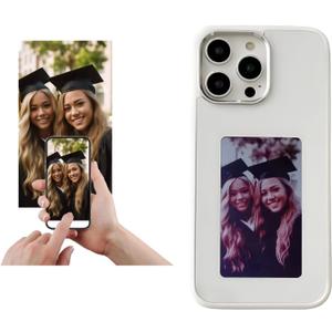 DIY E-Ink Phone Case for iphone13 PRO  Operation Smart Photo Rear Projection Customiza Phone Case Instantly Display Photos On The Ink Screen Back Cover Personalize Your Phone case (White)