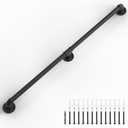 LuckIn 4ft Stair Railing Indoor, Handrails for Indoor Stairs, for Senior and Elderly, Non Slip Safety Rails, Wall Mount & Industrial Pipe, Heavy Duty, Garage Steps Handrail, Black