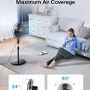 PELONIS 16'' Pedestal Fan for Bedoom with Remote, Upgraded, Standing Fan with 7-Hour Timer, 90 Oscillation, 3-Speeds, Adjustable Height, Electric Cooling Fans for Living Room and Office, 16-inch AC Motor