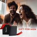 Alldaily RFID Credit Card Wallet for Men Small Bifold Front Pocket Wallet with 2 ID Windows (Black & Orange)