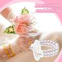 Hicarer 12 Pcs Pearl Wrist Corsage Bracelet Elastic Wristlet Band Corsage DIY Stretch Accessory Wedding Bridesmaid Bride Prom(12 Pcs)
