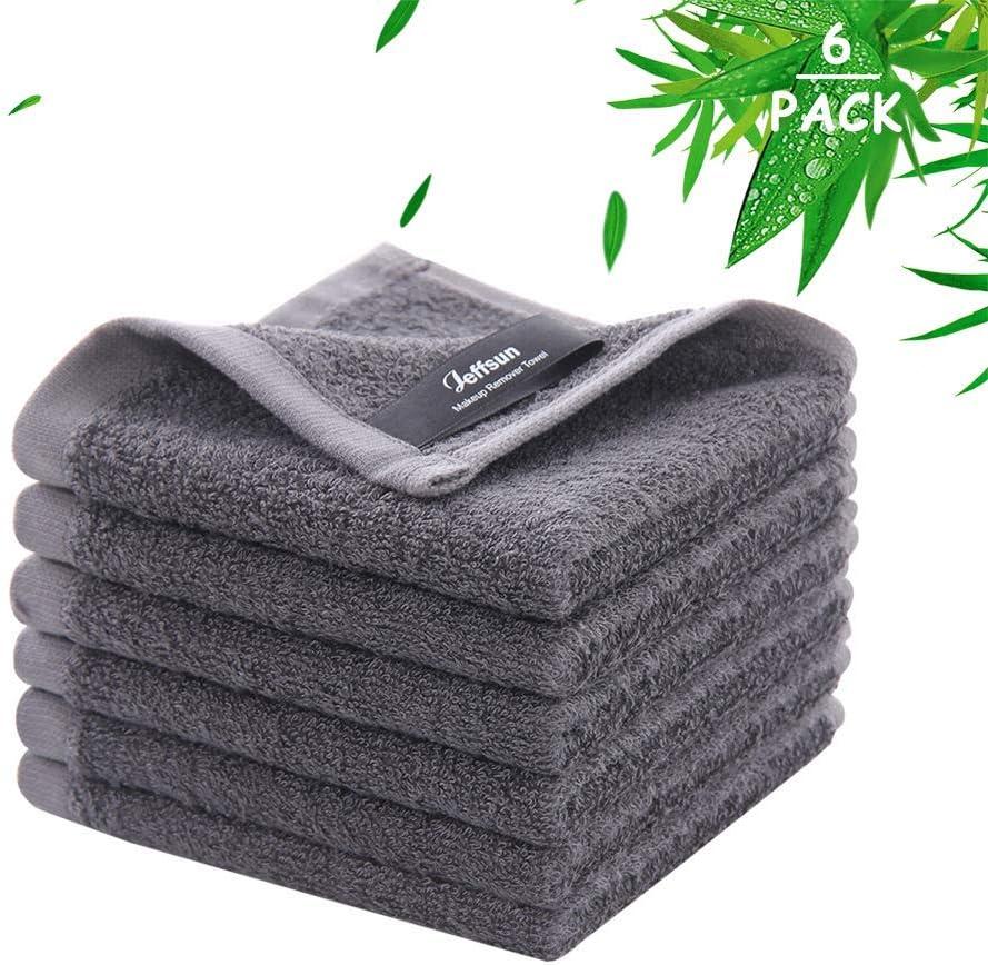 Wash Cloths 6 Pack, Super Soft & Skin Friendly Face Towel for Sensitive Skin, Reusable Washable Makeup Remover Cloth, 10x10 inch Small Baby Washcloths, Easy to Rinse Dark Grey Facial Cleaning Cloth