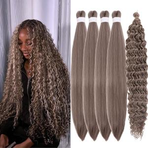 Leticia Dark Ash Brown Boho Braiding Hair Pre Stretched Hypoallergenic Knotless Braiding Hair for Boho Braids Prestretched Ez Braids Yaki Soft