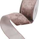 HUIHUANG Dusty Rose Velvet Wired Ribbon 2-1/2", Dusty Pink and White Velvet Wire Ribbon for Christmas Tree, Bows, Wreaths, Gift Wrapping, Garland, Home Decor, Crafts-Continuous 10 Yards/Roll