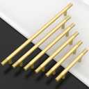 Amerdeco 10 Pack Brushed Gold Solid Cabinet Pulls 5 Inch(128MM) Hole Centers Kitchen Cabinet Handles Hardware Kitchen Handles for Cabinets Handles ZH0070