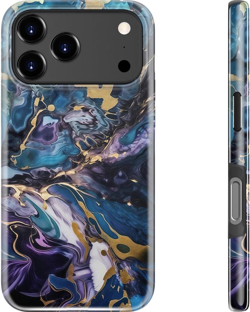 Goodon for iPhone 17 Pro Case - Compatible with Magsafe - Dual-Layer Hard Shell & Silicone Cover - Protective Phone Case with Cute Wildflower Designs for Women - Chromatic Flow