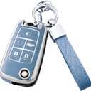 Key Fob Cover with Keychain for Buick Encore Camaro Equinox Impala Sonic Trax GMC Terrain Flip (Blue)