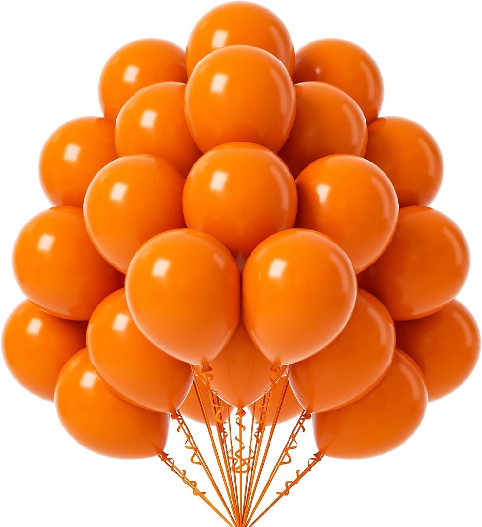 FOTIOMRG Orange Balloons 12 inch, 50 Pack Burnt Orange Latex Party Balloons Helium Quality for Birthday Graduation Baby Shower Halloween Christmas Wedding Party Decorations (Orange)