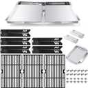 Grill Grease Tray Replacement Parts for Dyna Glo DGF510SBP, DGF510SSP, Backyard Grill BY13-101-001-13, GBC1460W and BHG Grill Parts, Adjustable 24''-30'' Grill Drip Pan, Cooking Grates, Heat Plates. (5Pcs Heat Plate Grill Grates(PS))